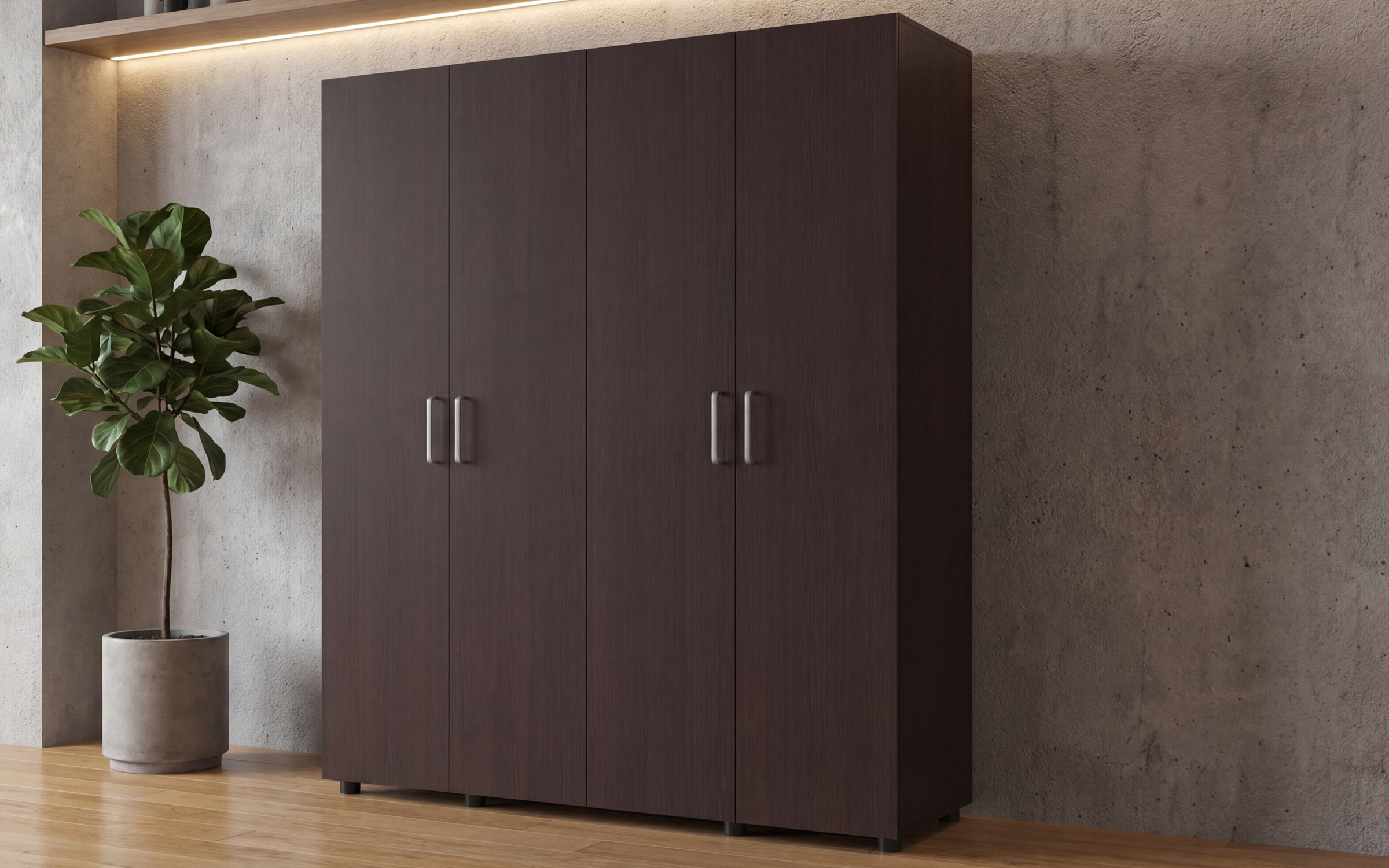 Wardrobe with clothes rod and shelves Massimo Space 2, Wenge  1